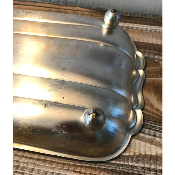 Vintage 1950s WMF-IKORA Silver Plate Footed Serving Tray Swirl Brushed Finish - Picture 9 of 12